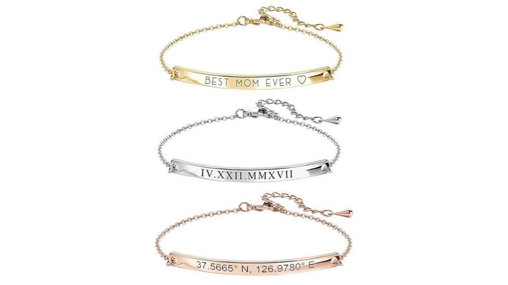 engraved gold name bracelet