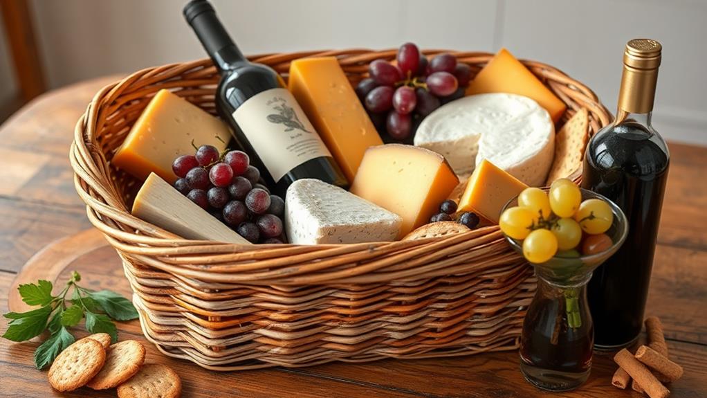 gourmet wine cheese basket