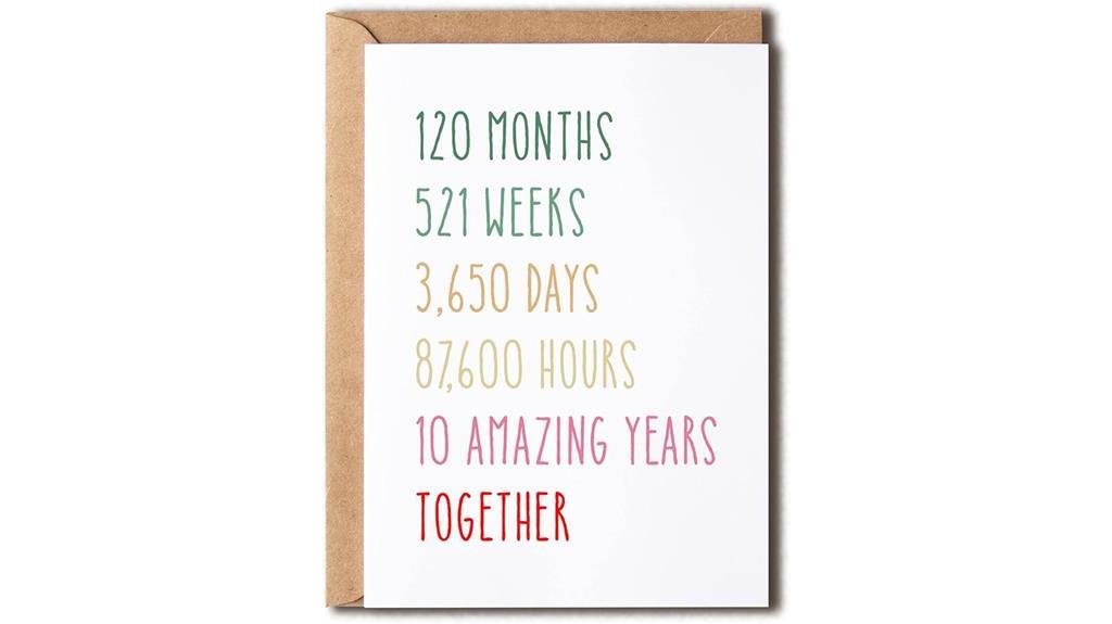 humorous 10th anniversary card