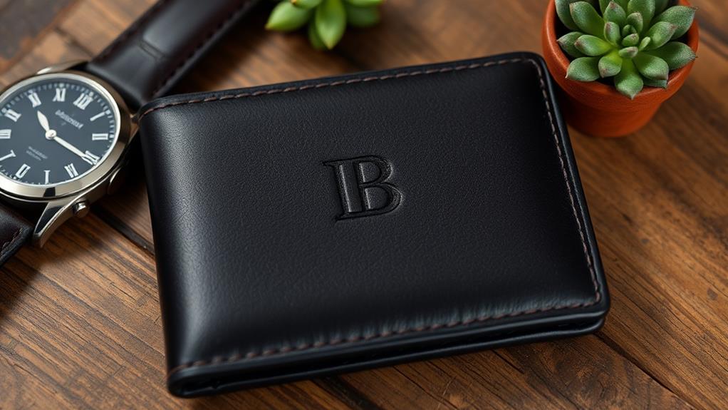 personalized inscribed leather wallet