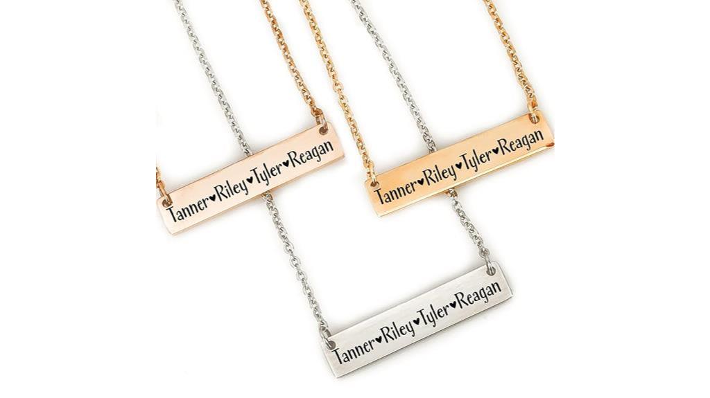 personalized mom bar necklace